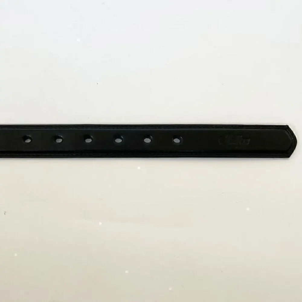 Made flour Men’s Black Leather Belt 33-39” Smooth‎ Grain Silver Square Buckle